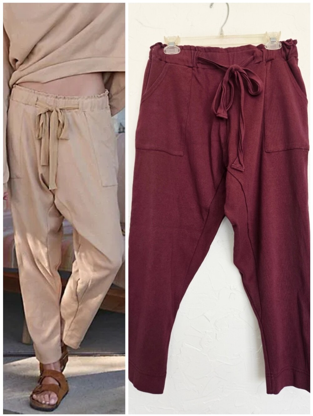 Free People Slouchy Cotton Monterey Maroon Sweatpants, S